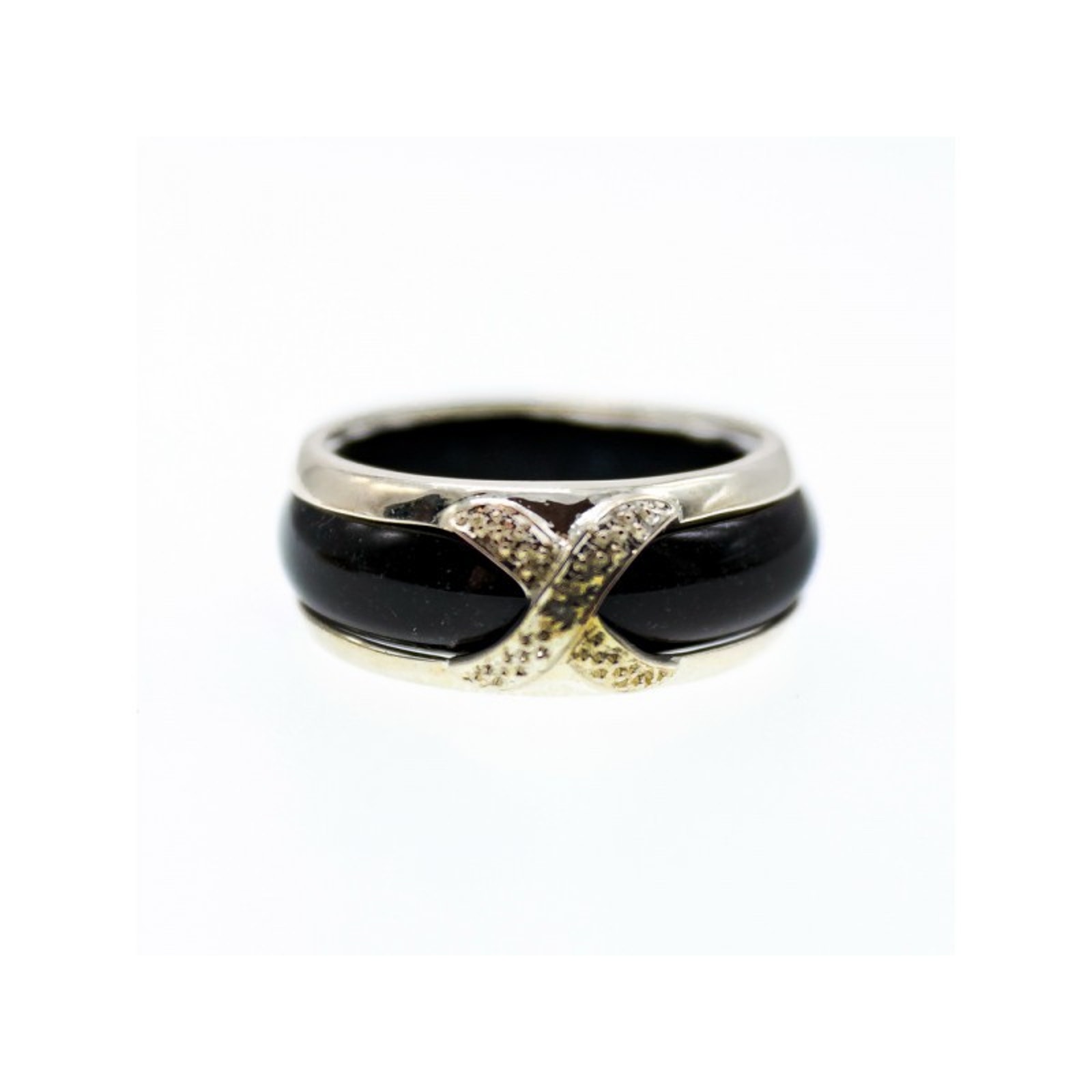 Men's 925 Sterling Silver Black Jade Ring Size 10